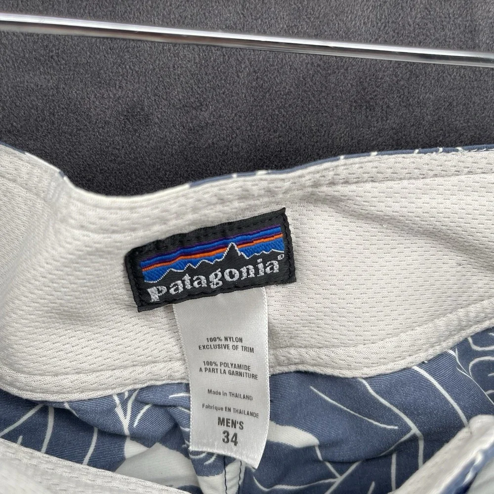 Patagonia Men's Board Shorts Blue Floral Surf Swim Trunks Size 34